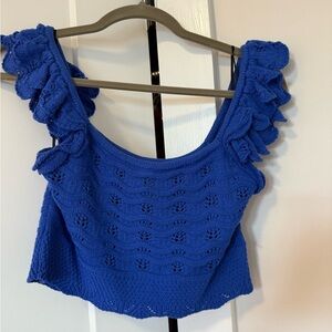 H&M blue knit cropped top